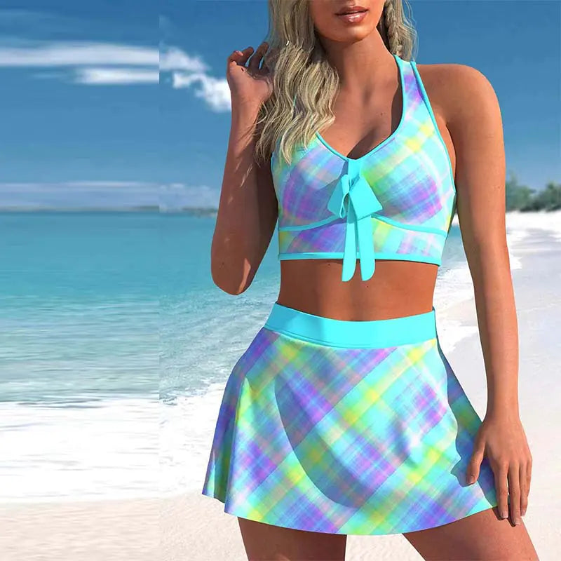 Conservative Large Print Split Swimwear Skirt