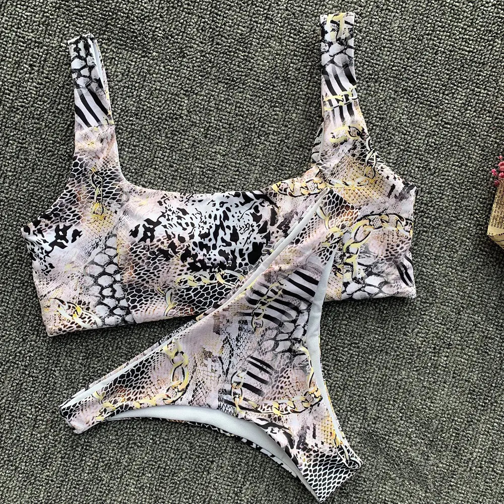 Women's Color Block Strapless Bikini Swimwear