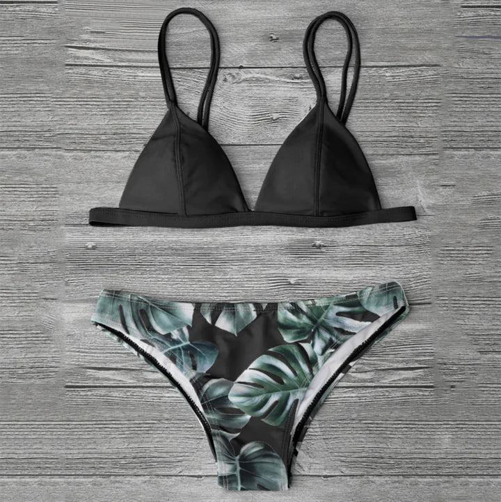 Leaf Print Bikini Two-Piece Swimwear