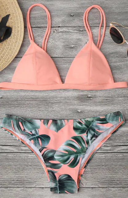 Leaf Print Bikini Two-Piece Swimwear