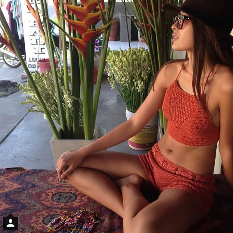 Handmade Crochet Cotton Beach Shorts Swimwear