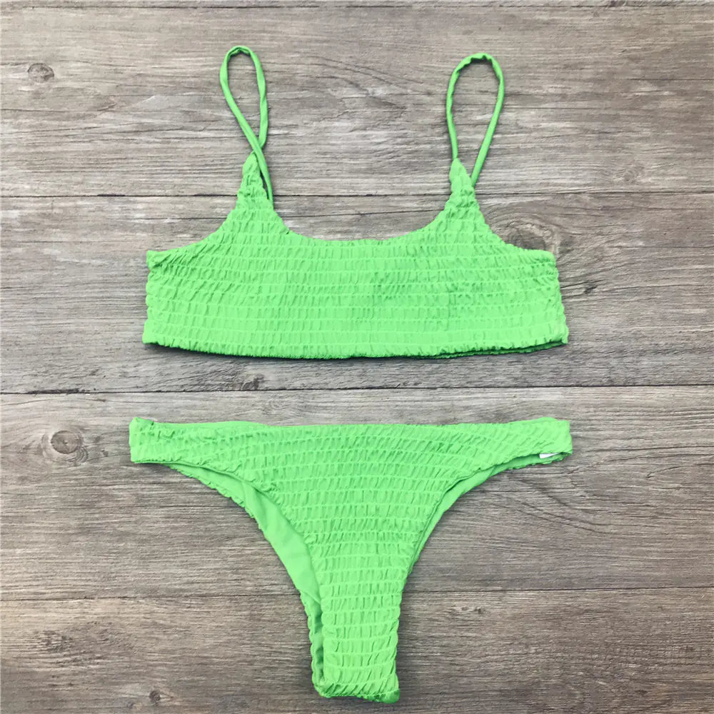 2017 Sexy Ruffled Triangle Bikini Swimwear