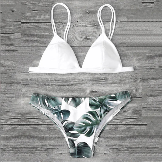 Leaf Print Bikini Two-Piece Swimwear