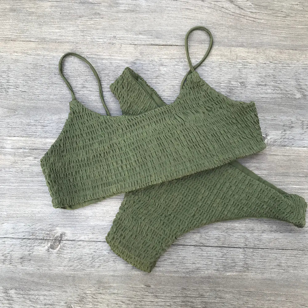 2017 Sexy Ruffled Triangle Bikini Swimwear