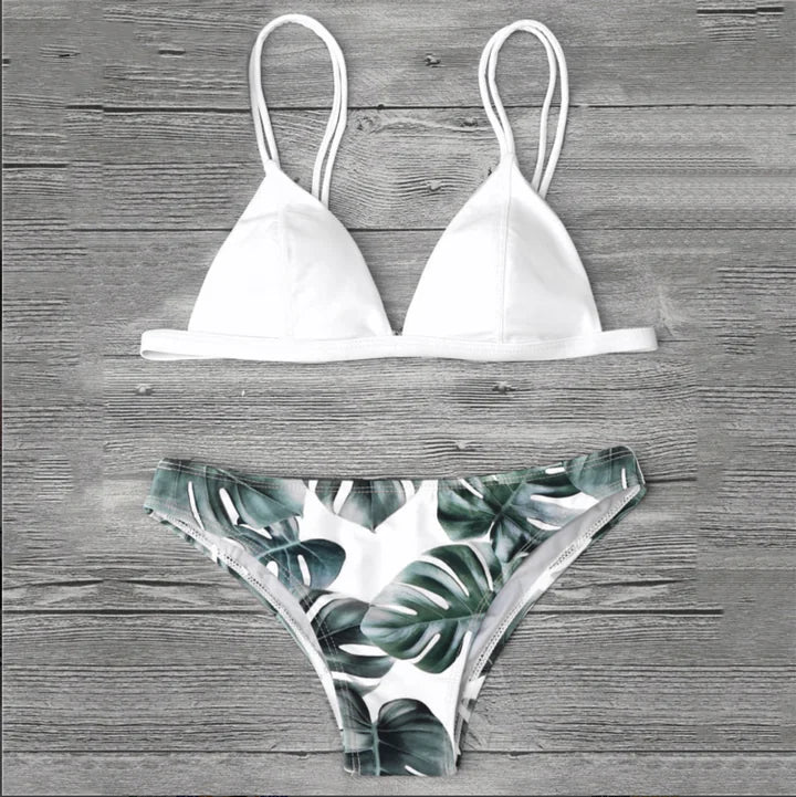 Leaf Print Bikini Two-Piece Swimwear