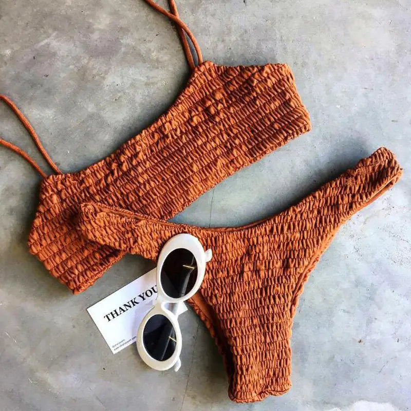 2017 Sexy Ruffled Triangle Bikini Swimwear